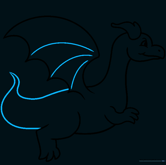 Adding structural lines to the wing and sketching the long, pointed tail.