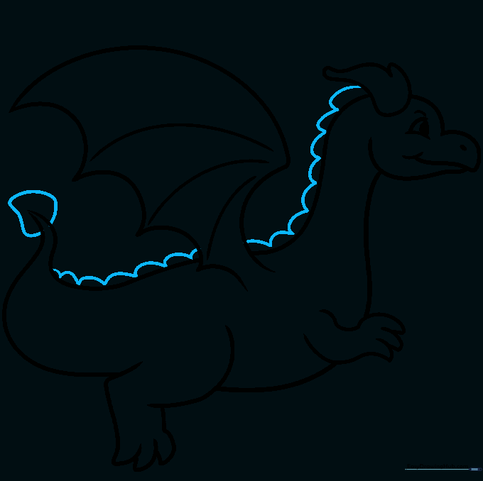 Adding decorative scale patterns and a tail tip to the dragon.