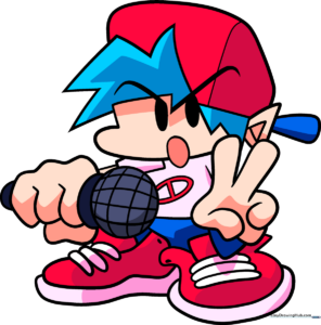 A vibrant, finished illustration of the Friday Night Funkin character, ready for coloring.