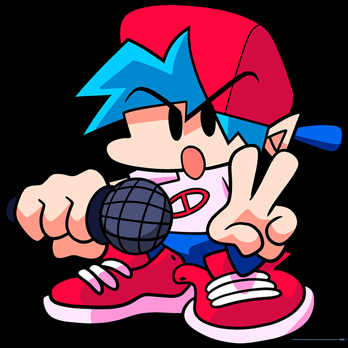 The finished, colored drawing of Boyfriend from Friday Night Funkin.