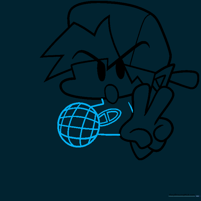 Outlining the shirt design and starting the circular microphone shape.