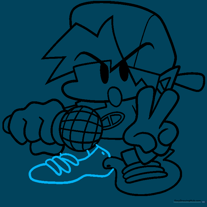 Adding the second sneaker to complete the character's stance.