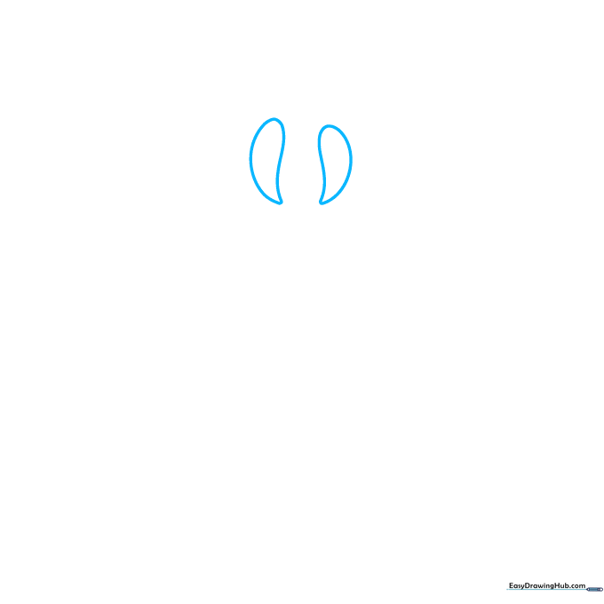 Two upside-down teardrop shapes representing the eyes of a cartoon ghost.