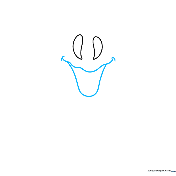 An open, surprised mouth shape drawn with wavy and curved lines.