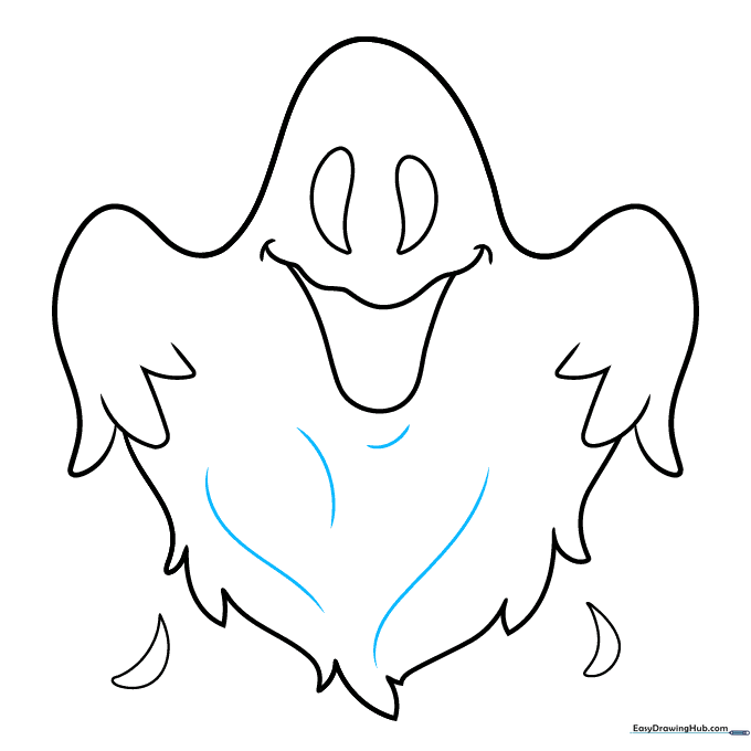 Ghost drawing with added curved lines for texture and detail.