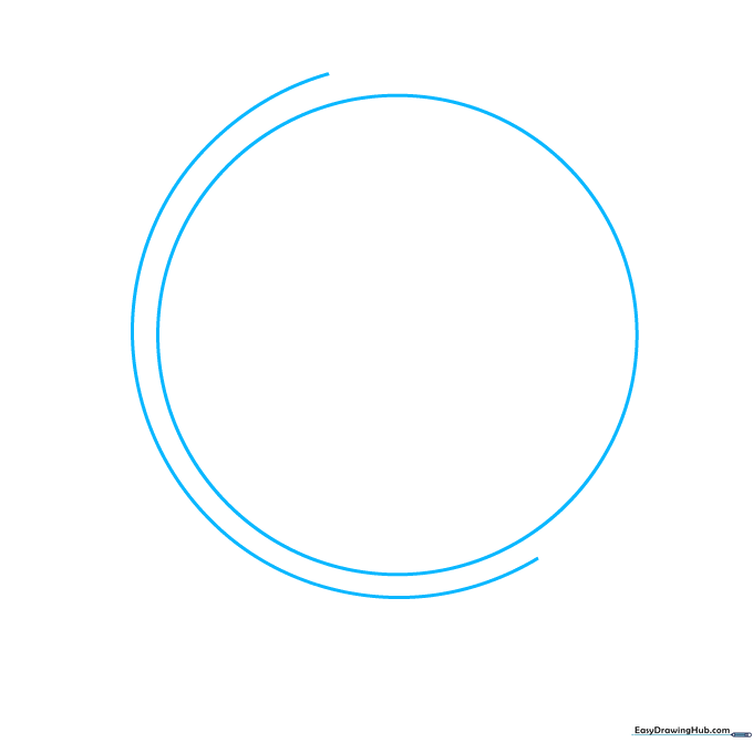 A hand-drawn circle representing the globe on a white background.