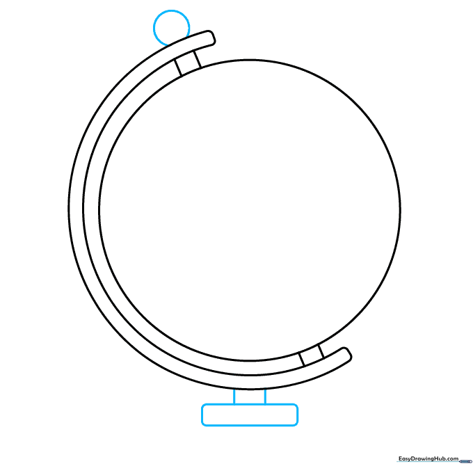Drawing the axis pivot and the start of the globe's base.