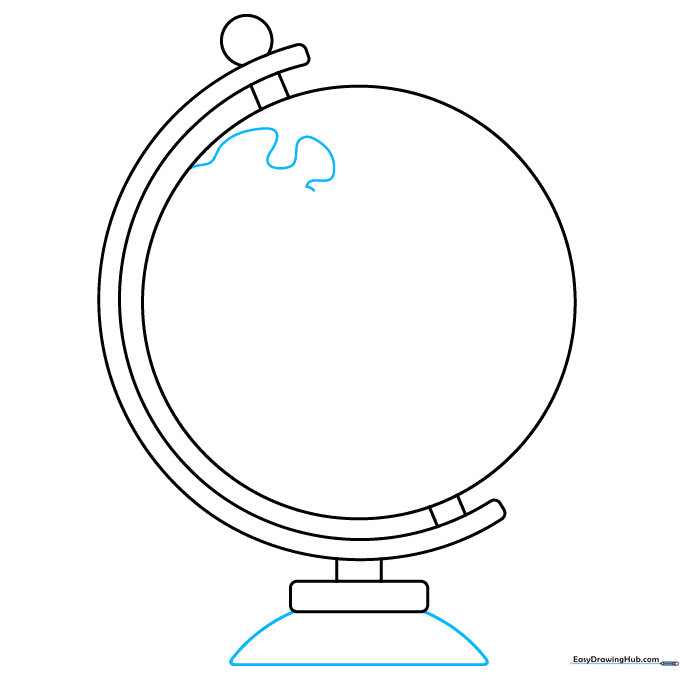 Completing the rectangular and semicircular base of the globe.