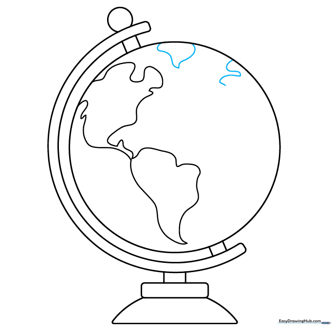 Drawing the tapering shape of South America.