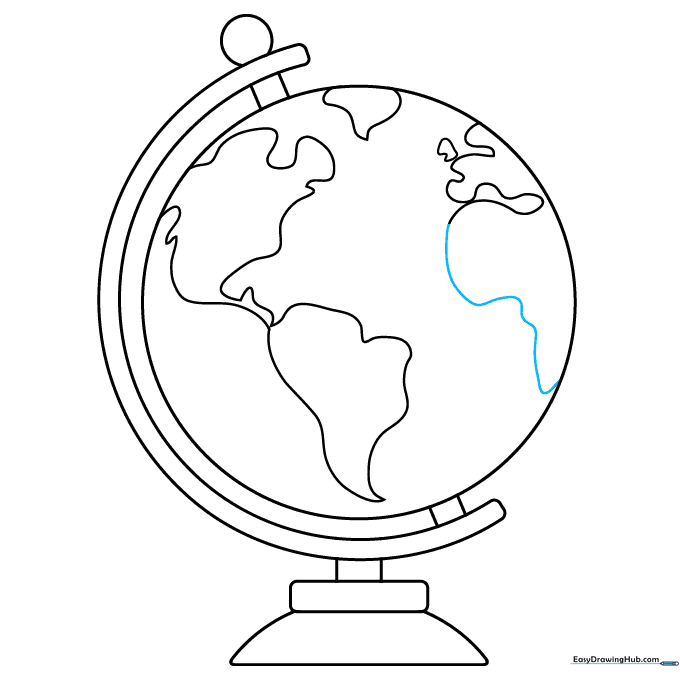 Adding the African continent and Great Britain to the globe.