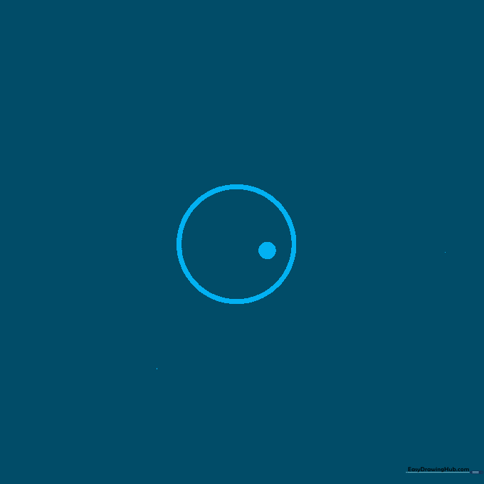 A single circular eye with a dark pupil drawn on a white background, serving as the starting point for Lisa Simpson.
