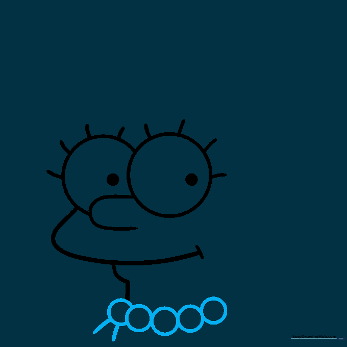 Lisa Simpson's neck adorned with a pearl necklace made of small circles, with shoulder lines visible.