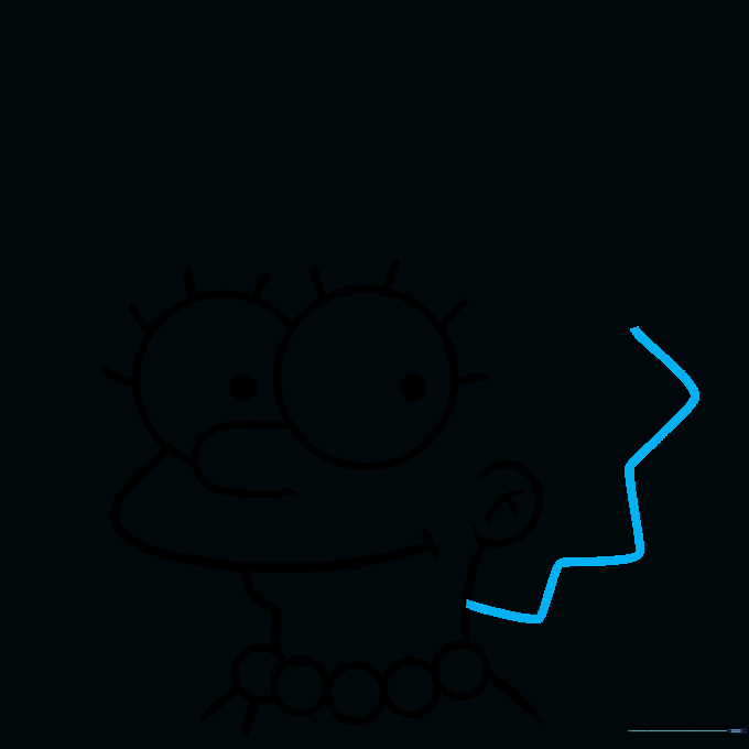 The back of Lisa Simpson's head showing her iconic spiky hair drawn with triangle shapes.