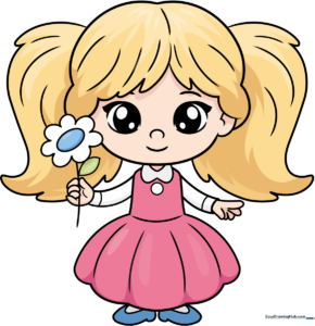 Colorful illustration of a cute little girl character, perfect for kids' art projects.
