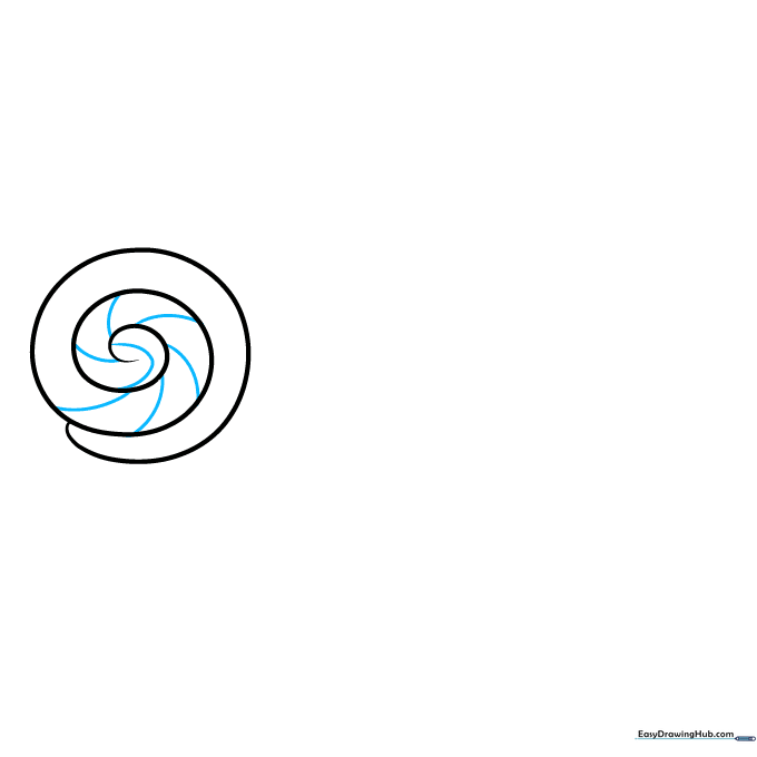 Adding small curved lines across the spiral to create candy stripes