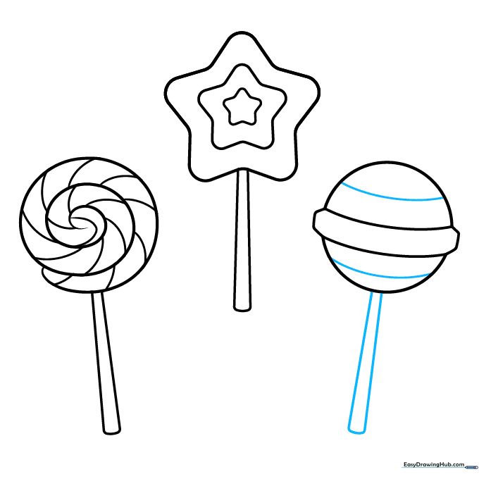 Adding final details and the stick to the third lollipop