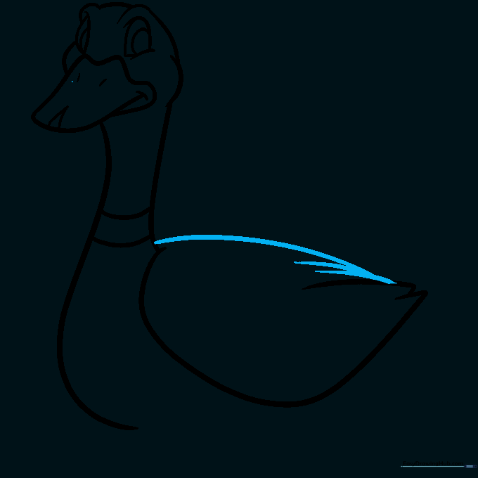 Connecting the neck to the wing to define the duck's body shape.