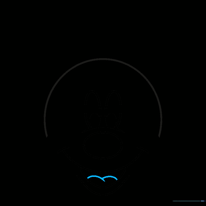 Mickey's tongue illustrated as two small, rounded hills inside the mouth.