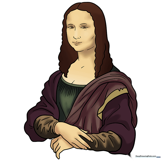 Completed and colored drawing of the Mona Lisa.