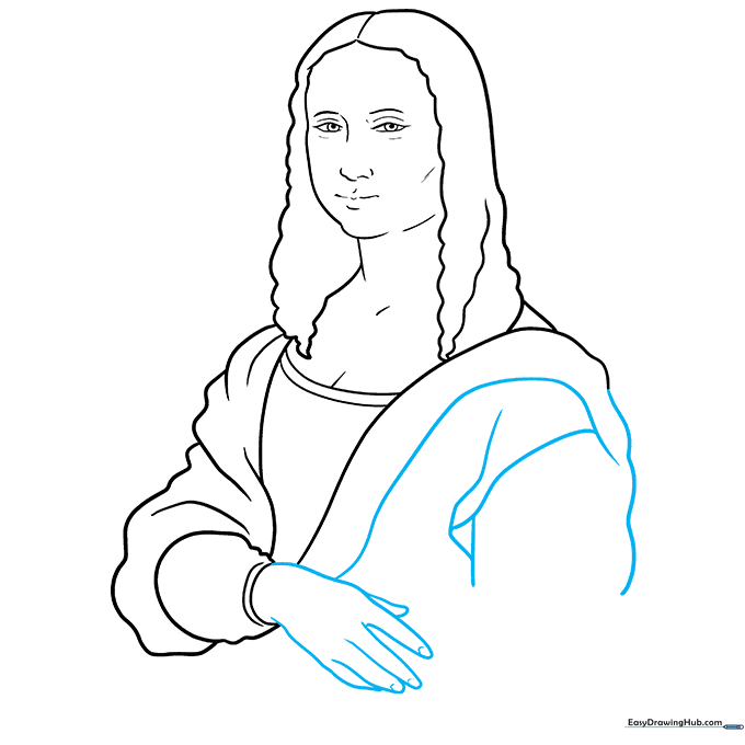 Detailed drawing of the Mona Lisa's hands resting on her lap.