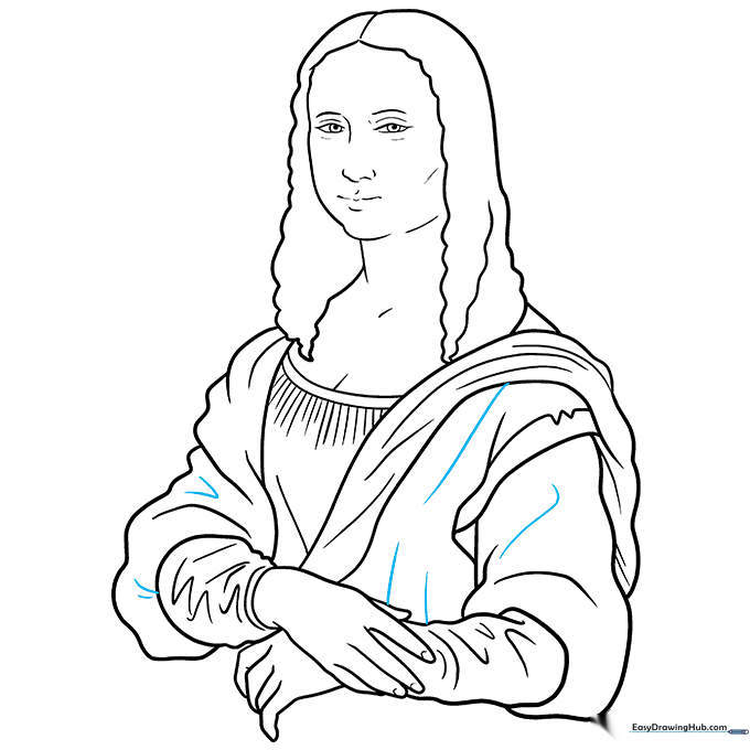Final line art of the Mona Lisa portrait.