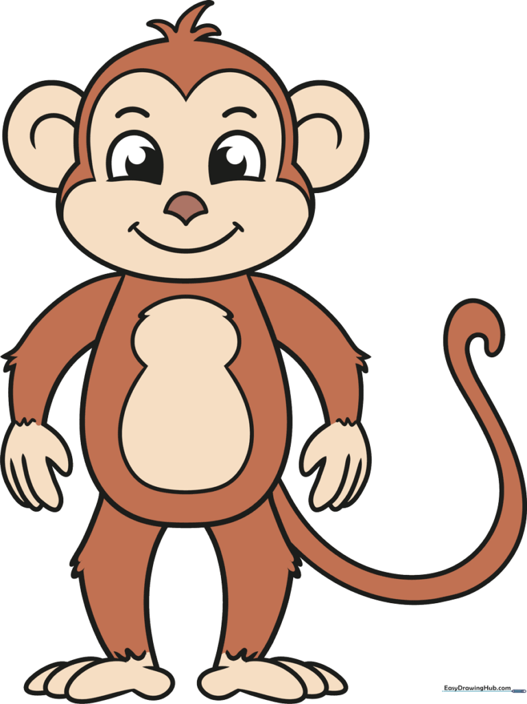 Colorful cartoon monkey illustration, the final result of the drawing tutorial.