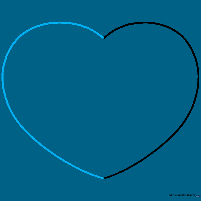 Completed heart outline drawn in pencil.