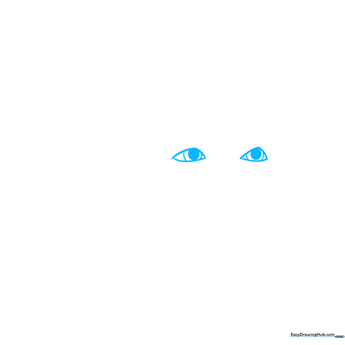 Close-up sketch of Mother Teresa's eyes showing almond shapes and pupil shading.