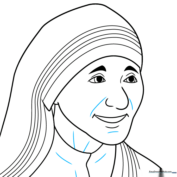 Adding subtle contour lines to the chin and lips for realistic detail.