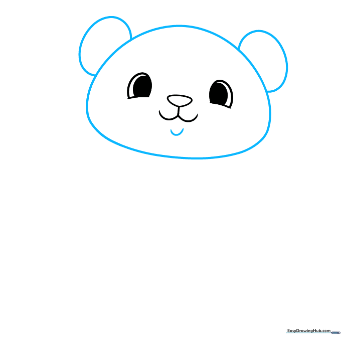 Outlining the panda's head shape with ears and a chin line.