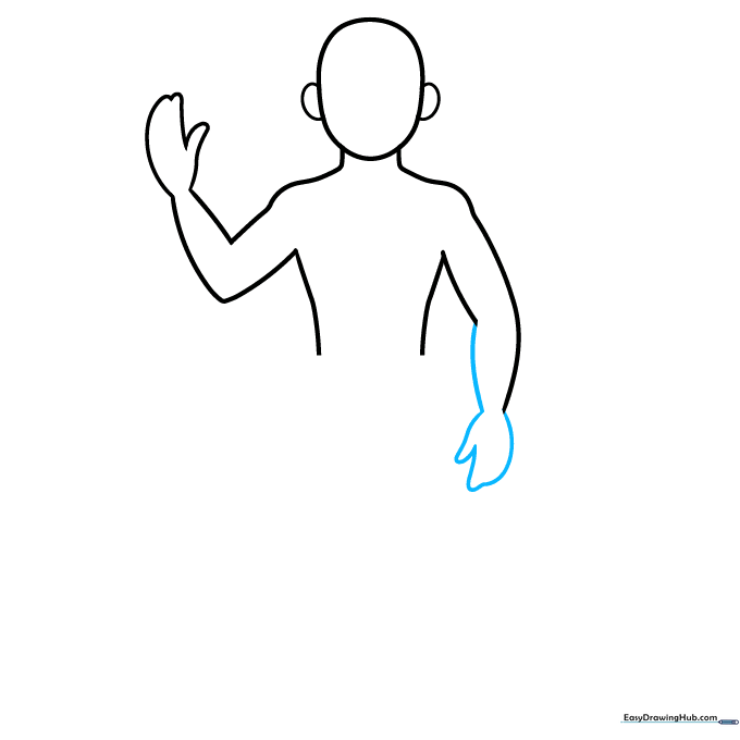 Completing both arms and hands with simple, rounded outlines.