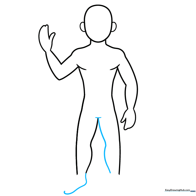 Adding the inner leg lines and the heel detail for the feet.
