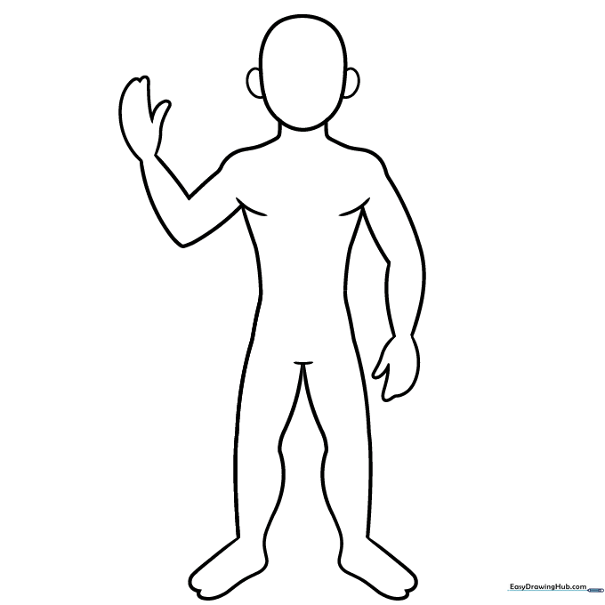 The completed person outline, ready for adding facial features and clothing.
