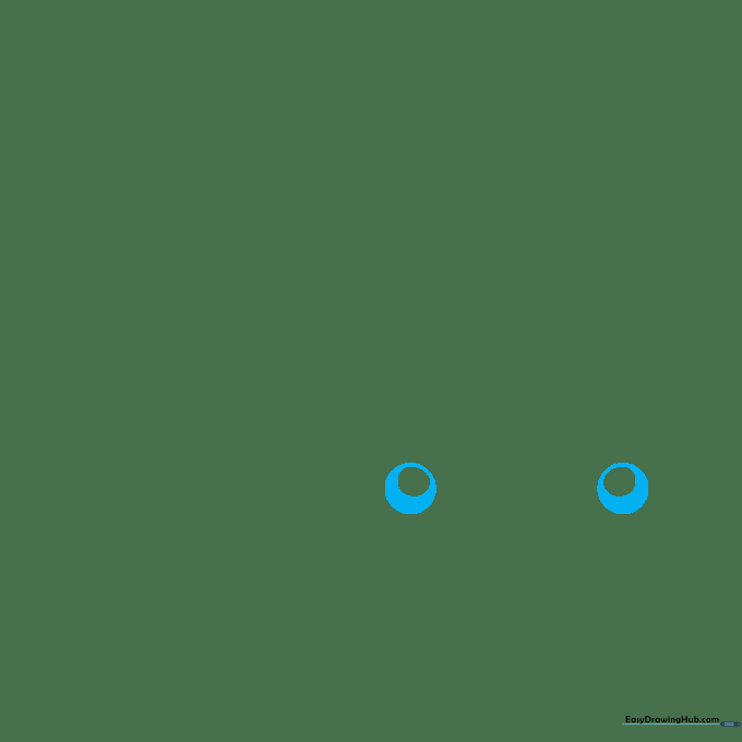 Close-up of two circular Pikachu eyes with shaded pupils on a white background.