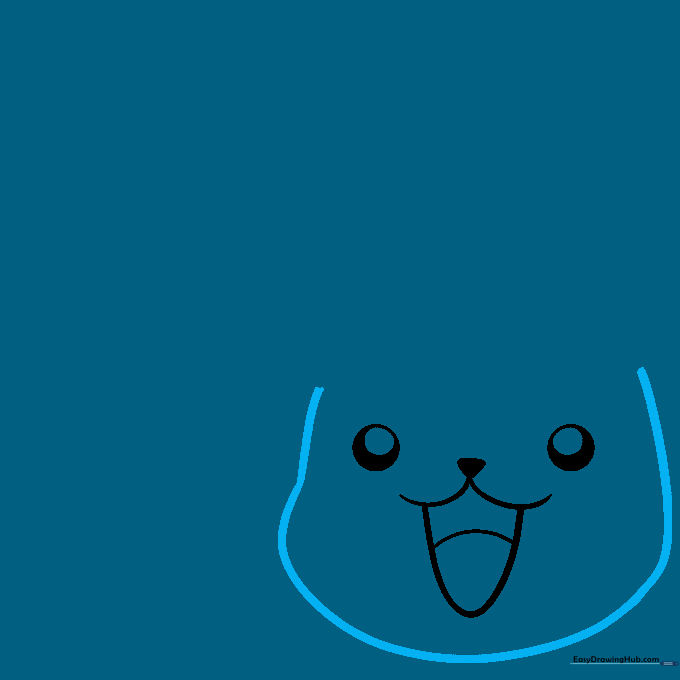 The outline of Pikachu's rounded head shape surrounding the facial features.
