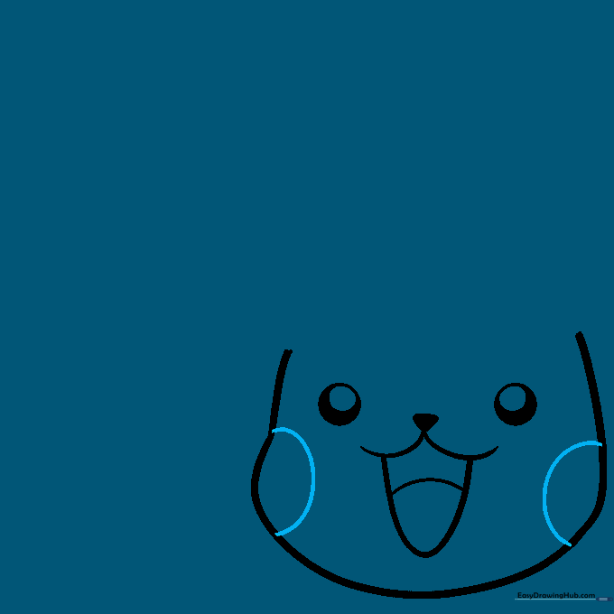 Pikachu's face with two circular cheek patches added on either side.
