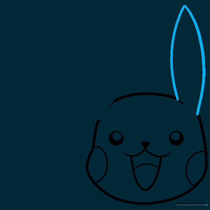 One tall, upright Pikachu ear drawn on the left side of the head.