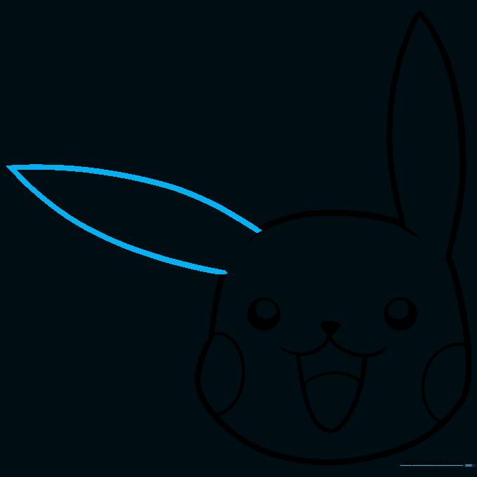 A second, bent ear added to the right side of Pikachu's head.