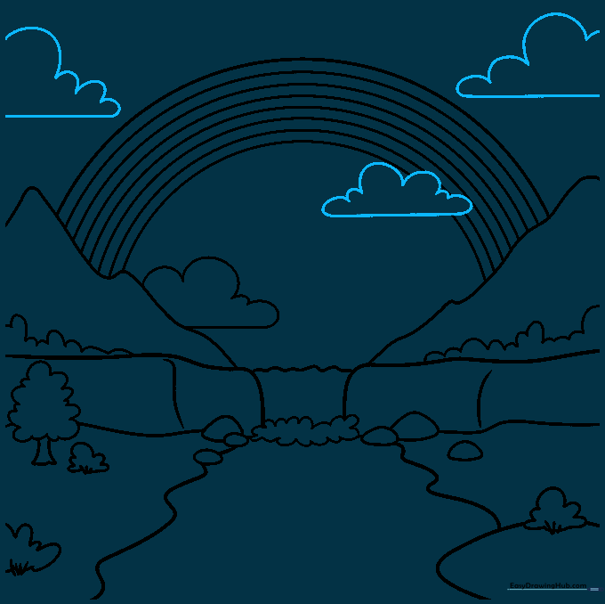Multiple clouds added to the sky to complete the scenery composition.