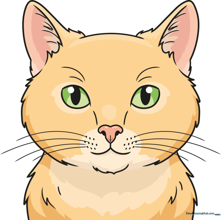 A vibrant, finished illustration of a realistic cat face, showcasing the final result of the tutorial.