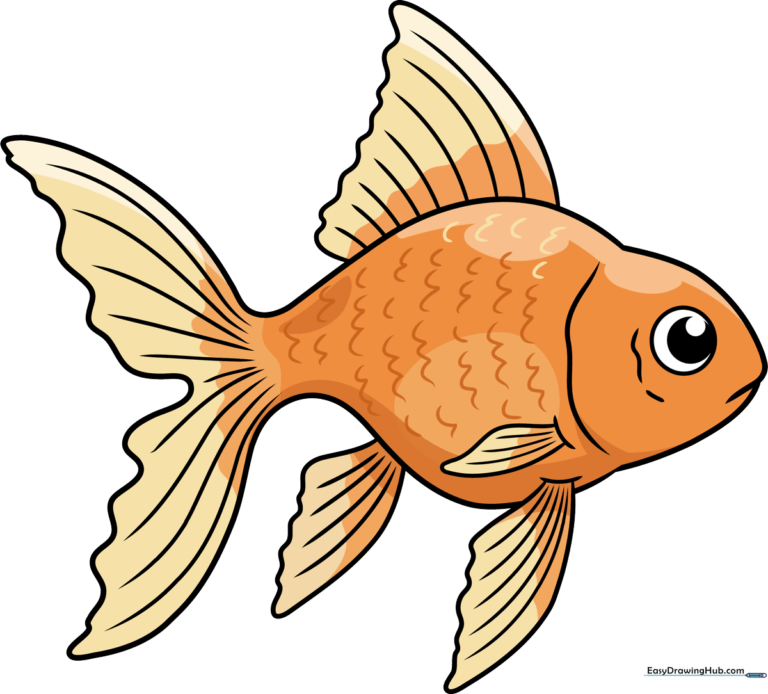 A colorful, finished realistic goldfish drawing displayed as a featured art project.