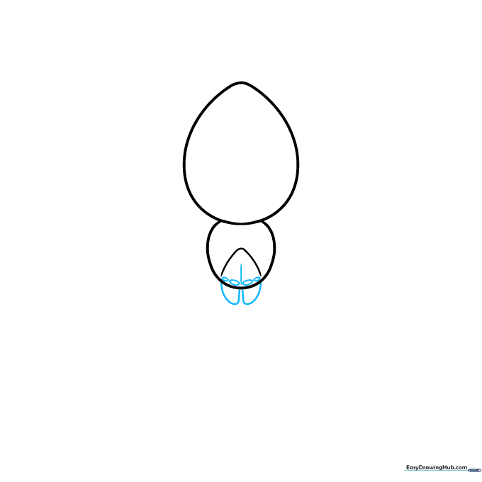 Close-up sketch of a spider's face showing four small eyes and two rounded mouthparts.
