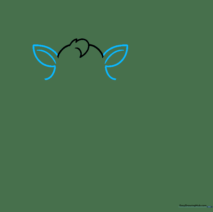 Drawing the reindeer's ears with inner detail lines.