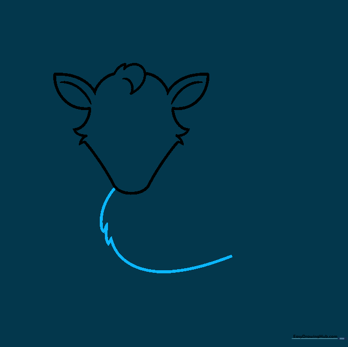 Adding the chest and belly outline to the reindeer sketch.
