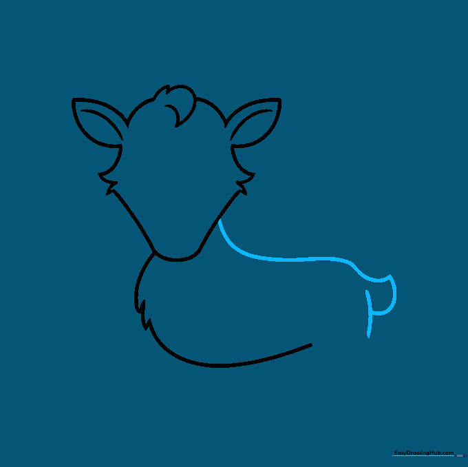 Drawing the reindeer's back and small tail.