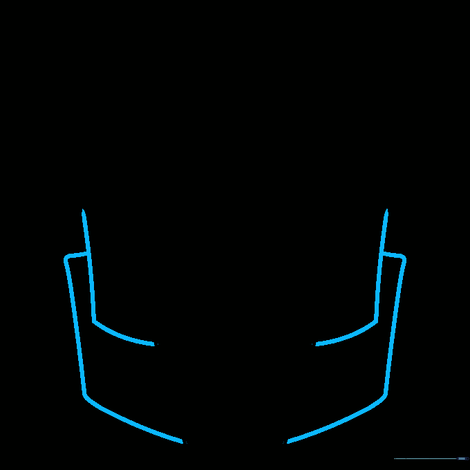 Robot faceplate being formed by drawing rectangular frames around the eyes and mouth.