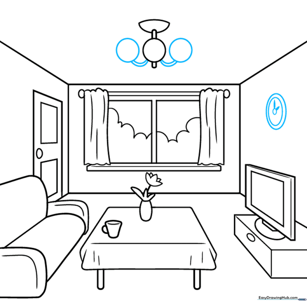 Adding a wall clock to the room design.