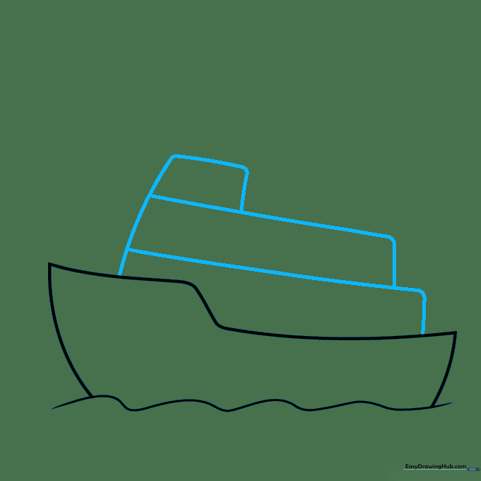 Three stacked rounded rectangles representing the ship's cabin levels.