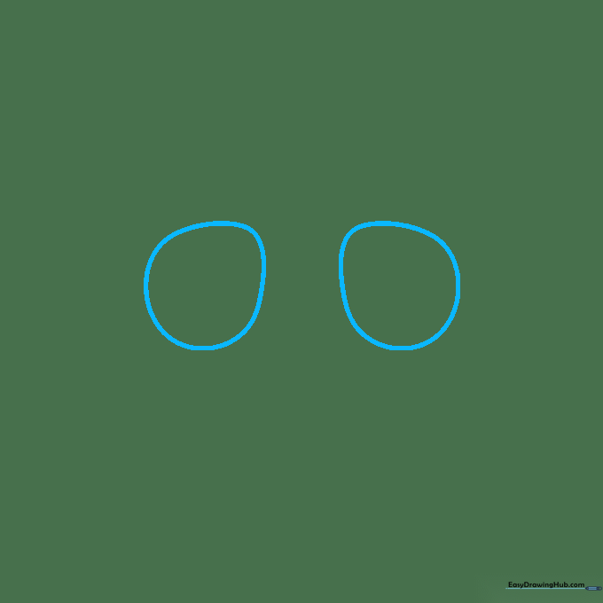 Two egg-shaped outlines drawn in the center of the page representing skeleton eye sockets.