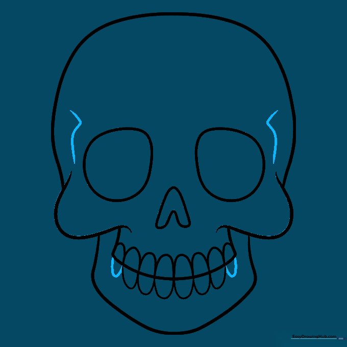 Adding final teeth and hook-shaped details to the jawline.